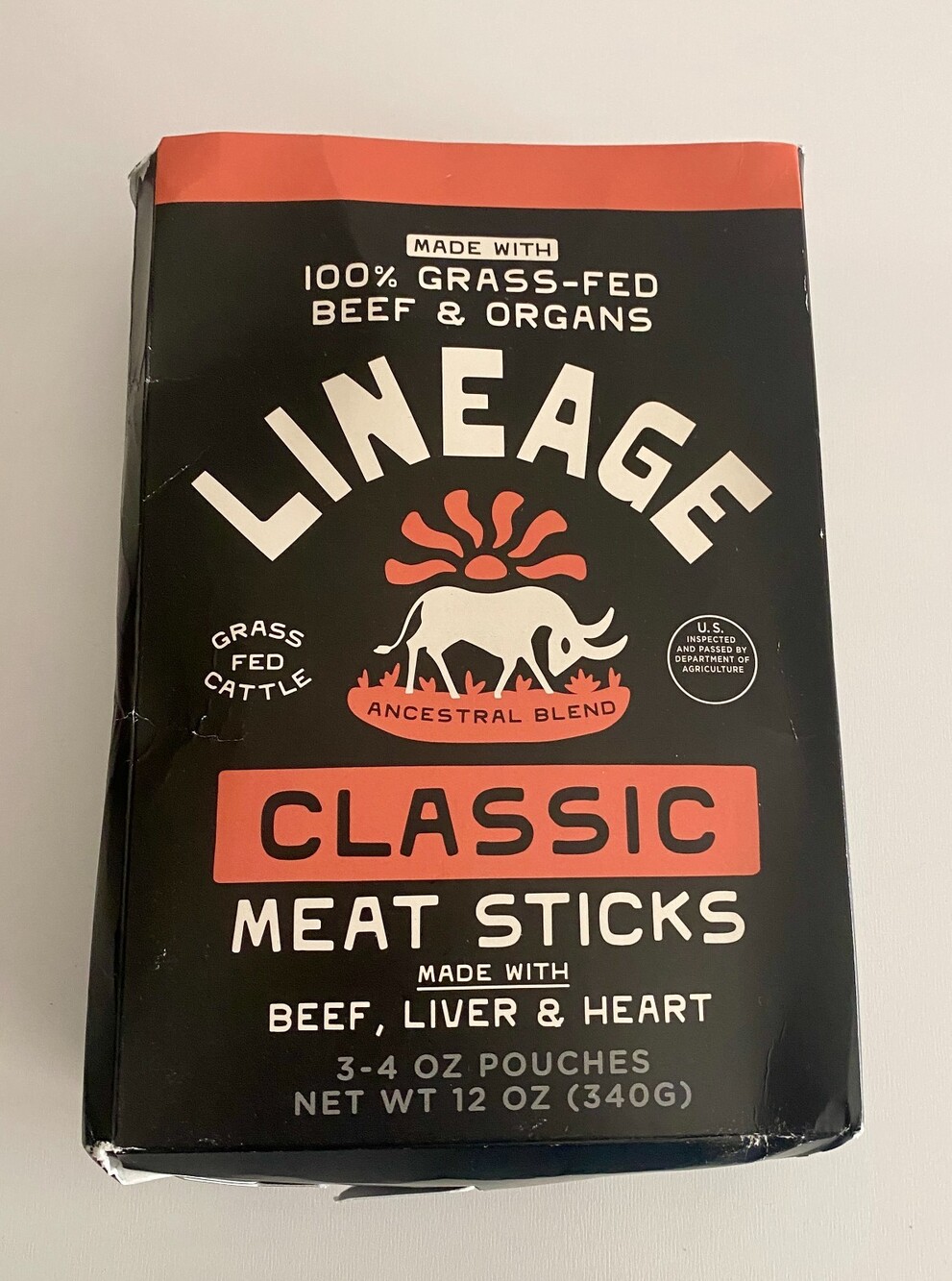 Lineage Provisions Classic Meat Sticks 3-Pack Grass Fed Beef Liver Heart New